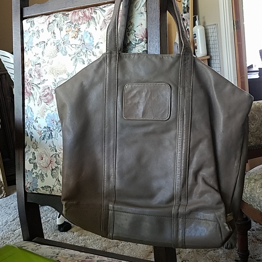 Taupe Leather Tote
